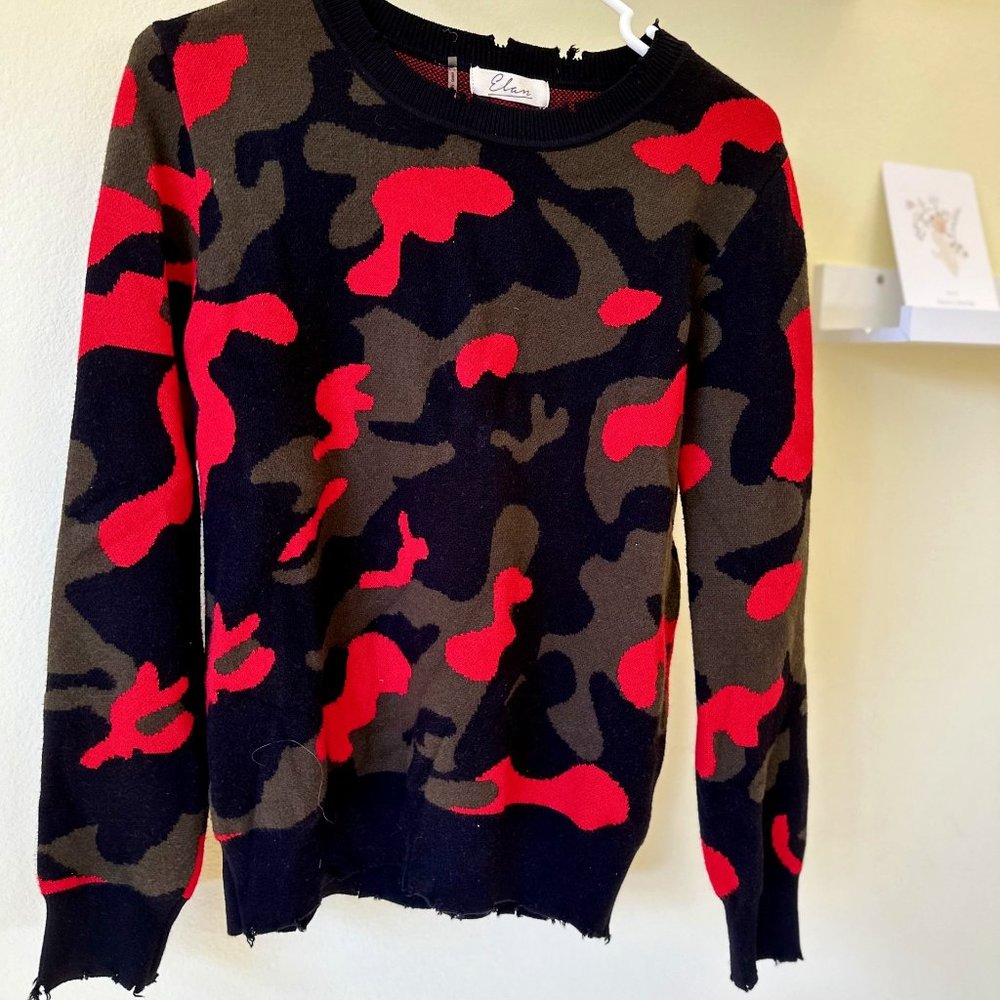 Camo Sweater Women Black/Red Size M